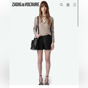$328 Zadig & Voltaire Rivy Cashmere Sweater in Latte NWT with FLAW